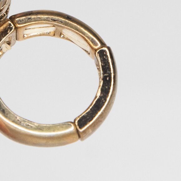 Adjustable Band Fashion Ring Size 6.5 Faux Diamonds Faux Pearls Faux Gold Band - Picture 12 of 15